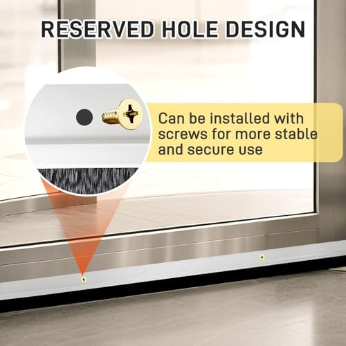 IFPPSAE 2 Pcs Door Sweep Door Brush Bottom Sweep with H-Shape Aluminum Alloy Base for Home、Industrial，2.4-Inch Door Brush (3.4 Inch Wx39.4Inch L),White - Image 6