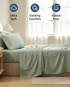 Cal King 6 Piece Bed Sheet Set - Breathable & Cooling Sheets - Eucalyptus - Image 4