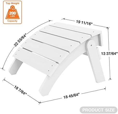 YEFU Folding Adirondack Ottoman Outdoor Set of 4, White - Image 5