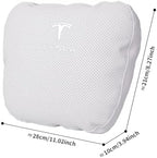 Quintor Genuine Nappa Leather Car Neck Pillow Custom Fit for Model 3/Y/S/X, Adjustable Headrest Cushion for Driving Support and Relaxation, 2-Pack Gift Set (White) - Image 4