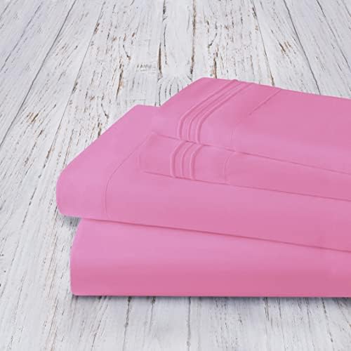 Mocassi Queen Sheet Set - Luxury Hotel 1800 Premier Bedding Sheets & Pillowcases - Ultra Soft Breathable & Cooling Bed Sheets - Deep Pocket - Wrinkle Resistant - 4 Piece Set - Queen, Light Pink - Image 4