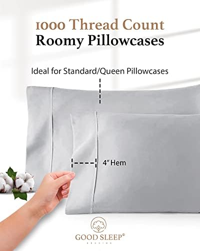 1000 TC Standard Pillowcases Set of 2 100% Egyptian Cotton Pillow Cases - Image 4