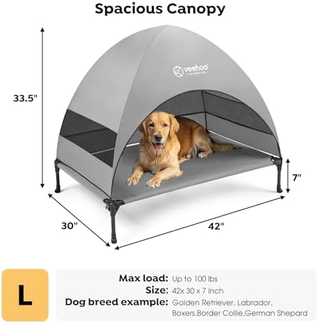 Veehoo Outdoor Dog Bed with Canopy, Cooling Elevated Dog Shade for Outside - Image 4