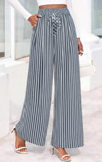 PRETTYGARDEN Womens Pants Elastic Waist Striped Lightweight Palazzo Pant - Image 2
