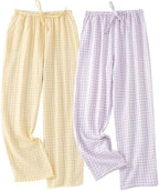 STMAHER 2 Pack Women's Cotton Pajama Bottoms Lightweight Sleep & Lounge Pants Plaid Sleepwear Long Pj Pants by STMAHER