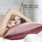 100% Mulberry Silk Pillowcase, Dusty Rose, Standard 20x26 - Image 2
