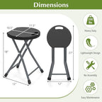 GYMAX Folding Stool, 18in Portable Collapsible Bar Stool with Handle & Steel Frame, 330lbs Sturdy Foldable Lightweight Metal Chair for Outdoor/Indoor Kitchen Home Bar, Assembly Free (Set of 1, 18inch) - Image 3