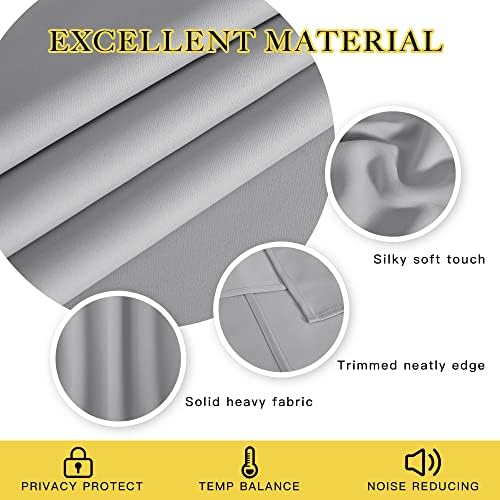NICETOWN Patio Blackout Curtain Panels - Extra Wide Sliding Door Thermal Insulated Drape, Privacy Room Divider Curtain for Bedroom Office (Silver Grey, 66 x 118 Inch Long) - Image 2