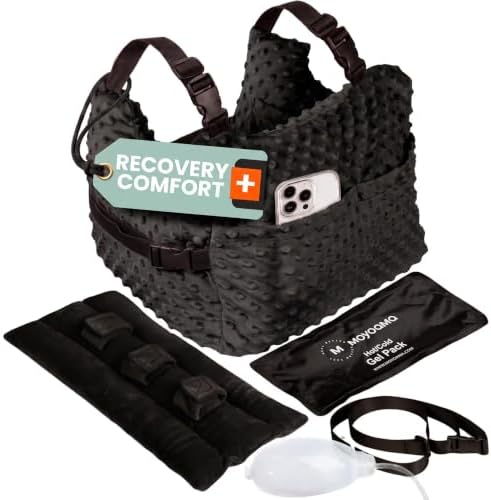 MOYOAMA Post Mastectomy Pillow – 4pc Protective Set with Gel Pack, Seatbelt Cushion, & Shower Lanyard– After Double Mastectomy Pillow Post Surgery Recovery Must Haves, Lumpectomy Recovery Supplies Kit by MOYOAMA