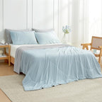 Cozy Bliss Cooling Comforter for Hot Sleepers Queen Size, Gray Blue - Image 3