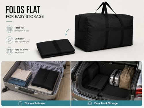 YiKitHom Extra Large Storage Duffle Bag for Travel, Black Oversized Giant Big Traveling Duffle Bag - Image 6