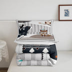 Castle Fairy Cute Animal Bedding Set Full Size,Bear Owl Fox & Plant Comforters for Girls & Teens,Indian Style Down Comforter with 2 Pillowcases - Image 6