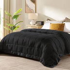 downluxe Down Alternative Blanket for Bed, Satin Trim, King, Black by Downluxe