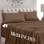 Mocassi King Size 4-Piece Bed Sheet Set - 1800 Premium Hotel Quality Microfiber 18-24 Inches Extra Deep Pocket Fitted Sheet- Luxury Soft, Breathable, Wrinkle, and Fade Resistant, Taupe by MocassiLuxuryBedding
