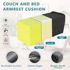 2 Pack Couch Arm Rest Pillow, 8''x8''x20'' Faux Leather Waterproof Cover, High Density Foam Armrest Cushion, Removable & Washable Elbow Support for Sofa, Bed, and Armchair (Black) - Image 2