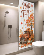 Window Privacy Film Frosted, Thanksgiving Static Cling Door Window Covering, Fall Orange Car Pumpkin Maple Wood Grain UV Blocking Windows Film for Office, Hotel, Bedroom, 29.5 x 78.7 Inches - Image 3