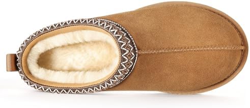 Litfun Women's Genuine Suede Fur Lined Slippers Fuzzy Winter House Shoes - Image 6