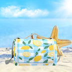 MNSRUU Picnic Blanket Waterproof Foldable, Lemon Blue Checkboard Large Outdoor Picnic Beach Camping Blanket Travel Mat, Shoulder Strap Tote, Rectangle 57x59in - Image 6