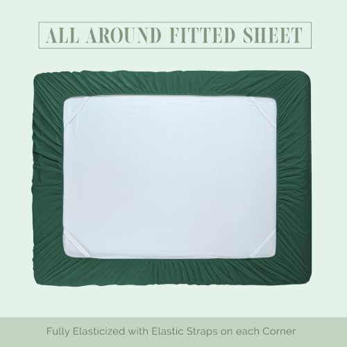 Elegant Comfort 1500 Premium Quality 4-Piece Bed Sheet Set - 18-24 Inch Extra Deep Pocket, Smart Storage Pockets, Wrinkle Free Ultra Soft 4PC Extra Deep Pocket Sheets, Twin/Twin XL, Hunter Green - Image 7