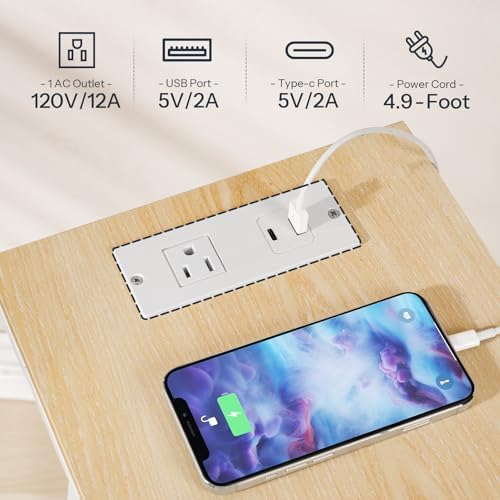 HOOBRO End Table, Skinny Side Table with Storage, Narrow Nightstand with Storage, Fabric Pockets, Narrow End Table for Small Spaces, Living Room, Bedroom, White and Natural WN426UBZ01 - Image 7
