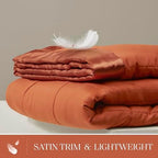 Madison Park Down Alternative Queen Blanket for Bed, Satin Trim, Orange - Image 3