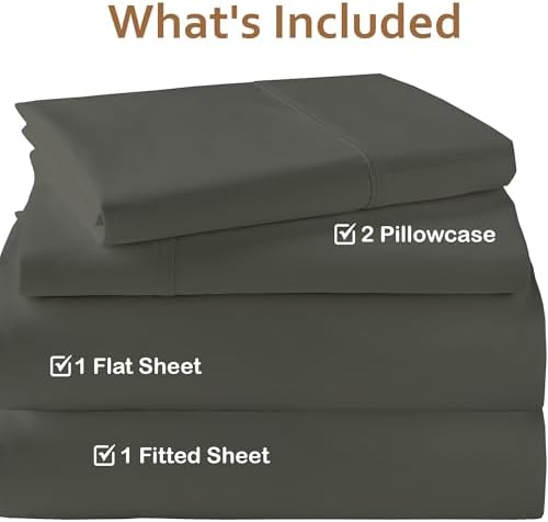 ARlinen 4 PCs Cot Sheets Sets 25" X 75", Egyptian Cotton Fitted Mattress Fits Upto 4"-8" Deep Perfect for Narrow Twin/RV Bunk/Guest Bed Replacement/Camping, Dark Grey - Image 3