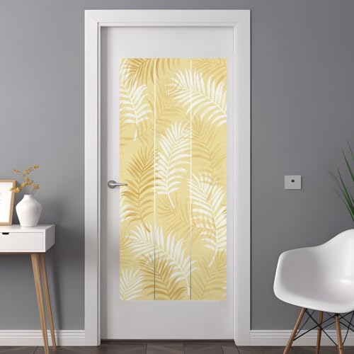 Window Privacy Film Frosted, Yellow Botanical Non-Adhesive Static Cling Window Tint, Summer Palm Leaves Foliage Tropical Insulated Windows Frosted Films for Living Room, 35.4 x 78.7 Inches - Image 3