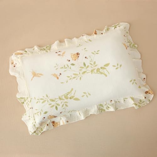 100% Cotton Muslin Toddler Pillowcase 2 Pack，13"x 18" Ultra Soft Breathable Travel Pillow Case Cover,Ruffle Pillow Case for Newborn,Nursery,Boys,Girls,Machine Washable - Image 5