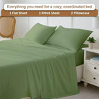 ARlinen 4 PC RV Short Queen Sheets 60 x 75, Fits Upto 10 Inch Deep, Moss Green - Image 5