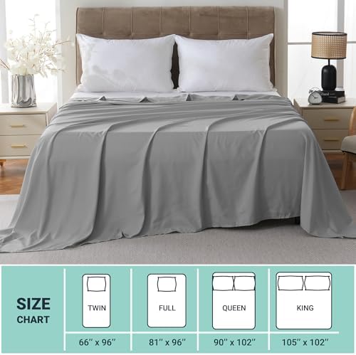 ZPECC Full Flat Sheets Only Light Gray 6 Pack, Color-Coded Hem Threads - Image 5
