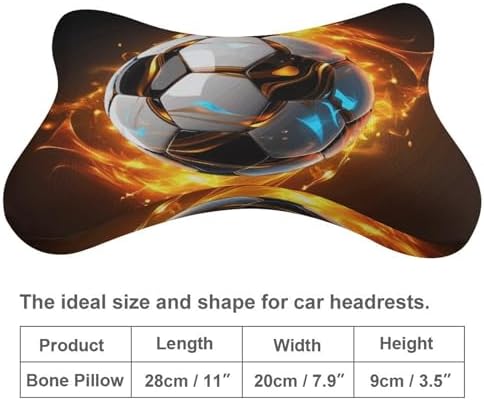 Cool Soccer Ball Car Neck Pillows 2 Pack Removable Ergonomic Cervical Support Pillow Fashion Cozy Bone Shaped Pillows Soft Car Headrest Pillow for Office Airplane Most Car - Image 2
