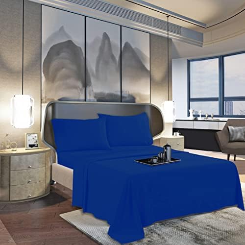 Mocassi Twin Sheet Set - Luxury Hotel 1800 Premier Bedding Sheets & Pillowcases - Ultra Soft Breathable & Cooling Bed Sheets - Deep Pocket - Wrinkle Resistant - 4 Piece Set - Twin, Imperial Blue - Image 3