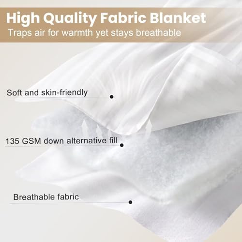 downluxe Down Alternative Blanket for Bed, Satin Trim, King, Ivory - Image 4