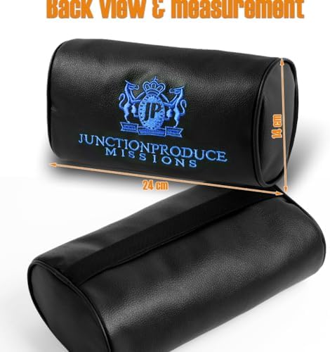 W-POWER 4PCS Junction Produce JDM Car Neck Pillow Headrest + JP VIP Embroidery Car Seat Belt Cover Set (Blue) - Image 3