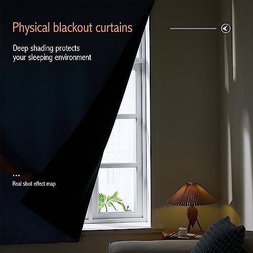 AJAZZ 100% Black Out Curtains Adhesive Blackout Temporary Curtain No Drilling Window Shade Blackout Curtains for Bedroom, Living Room, Kitchen, Home Office (Light Blue, 47" W X 84" L 1 Panel) - Image 4
