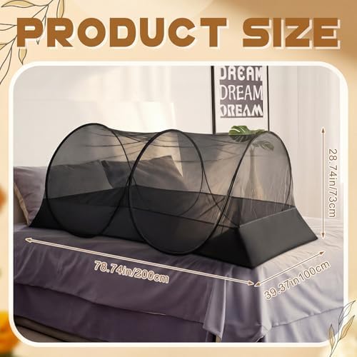 1 Pcs Mosquito Netting for Camping Bed 78 * 39 * 28 Inch, Black - Image 2