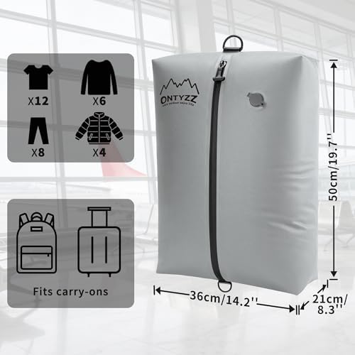 ONTYZZ Vacuum Bags for Travel Reusable Vacuum Compression Bags, 3 Pc Grey - Image 6