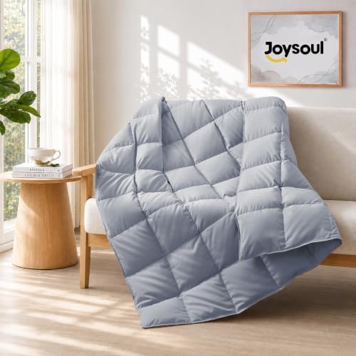 Joysoul Down Throw Blankets, Lightweight Feather Down Throw for Indoor and Outdoor Duvet Insert, Camping, Travel, Couch, Soft Throw Medium Warm, Lazy Grey(50" x 70") by Joysoul