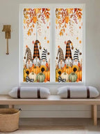 Window Privacy Film Frosted, Thanksgiving Reusable Static Cling Window Tints, Gnomes Pumpkin Sunflower Maple Leaves Linen Heat Control Windows Films for Offices, Balcony, 29.5 x 118 Inches - Image 5