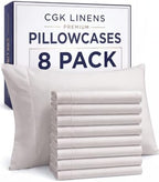 Standard Pillow Cases - 8 Pack Pillowcase Covers - 20" x 26" (Light Grey) by CGKUnlimited