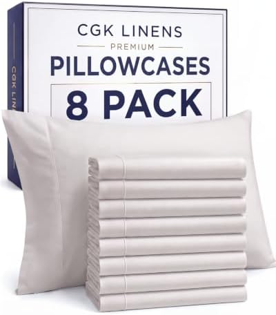Standard Pillow Cases - 8 Pack Pillowcase Covers - 20" x 26" (Light Grey) by CGKUnlimited
