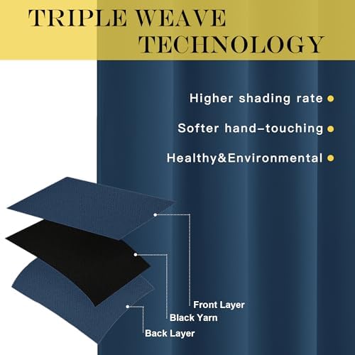 NICETOWN Vertical Blinds for Sling Glass Patio Door - Silver Grommet Top Privacy Blackout Window Curtains for Bedroom, 100 inch Extra Wide Drapes (Moroccan Blue, W100 x L84, 1 Panel) - Image 4