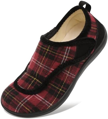 Scurtain Mens House Slippers Comfortable Wide Diabetic Orthopedic Shoes by Scurtain