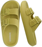 CUSHIONAIRE Fame Pillow Recovery Sandals for Women, Adjustable Double Buckle Waterproof EVA Cloud Slides for Women by Cushionaire