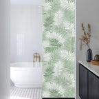 Window Privacy Film Frosted, Green Botanical Reusable Static Cling Window Tints, Summer Palm Leaves Foliage Tropical Heat Control Windows Films for Offices, Balcony, 29.5 x 118 Inches - Image 3