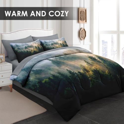 Pamnest King Comforter Set with Sheets, 7 Pieces Forest Nature Bedding - Image 2