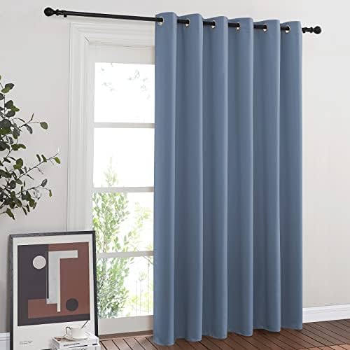 NICETOWN Patio Door Curtain for Sliding Glass Door, Thermal Insulated Blackout Curtain Drape for Living Room/Kitchen/Bedroom (Stone Blue, 1 Panel, 80 x 84 inch) by NICETOWN