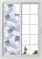 Window Privacy Film Frosted, Navy Blue Palm Trees Tropical Reusable Static Cling Window Tints, Summer Beach Botanical Heat Control Windows Films for Offices, Balcony, 29.5 x 118 Inches by Unknown