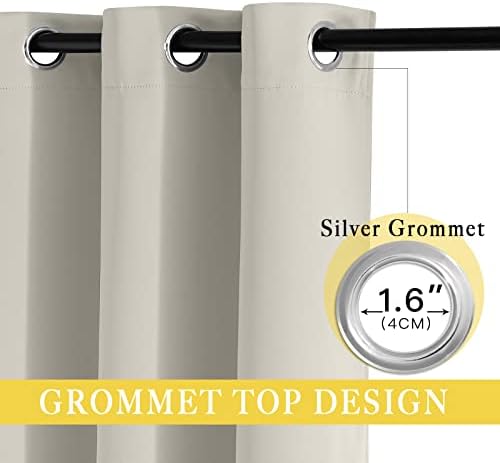 NICETOWN Room Divider Curtain for Bedroom, Grommet Patio Door Curtain Sound Dampening Thermal Insulated Wide Window Drape for Sliding Door (Natural, W80 x L84, 1 Panel) - Image 3