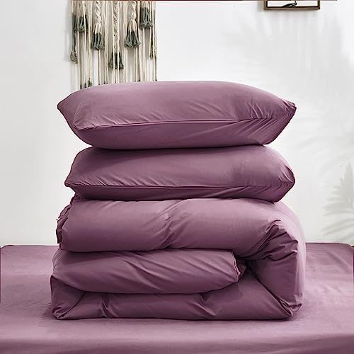 Luxlovery Purple Comforter Set Queen Pale Mauve Bedding Comforter Set Modern Solid Lilac Dusty Purple Blanket Soft Breathable Blanket Quilts 3 Piece Bedding Set for Women - Image 3
